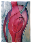2005, Kiefer, geschnitzt, gebeizt, 56 x 40 cm